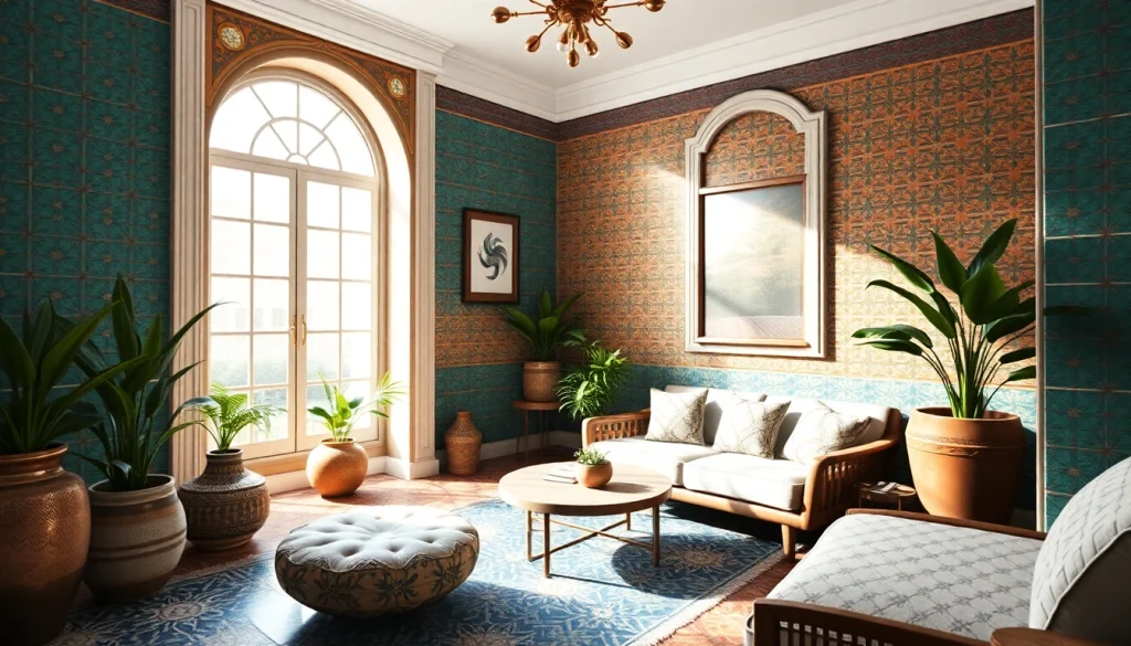 Des carreaux zellige aux couleurs vibrantes décorent un intérieur d'inspiration marocaine, créant une atmosphère accueillante.