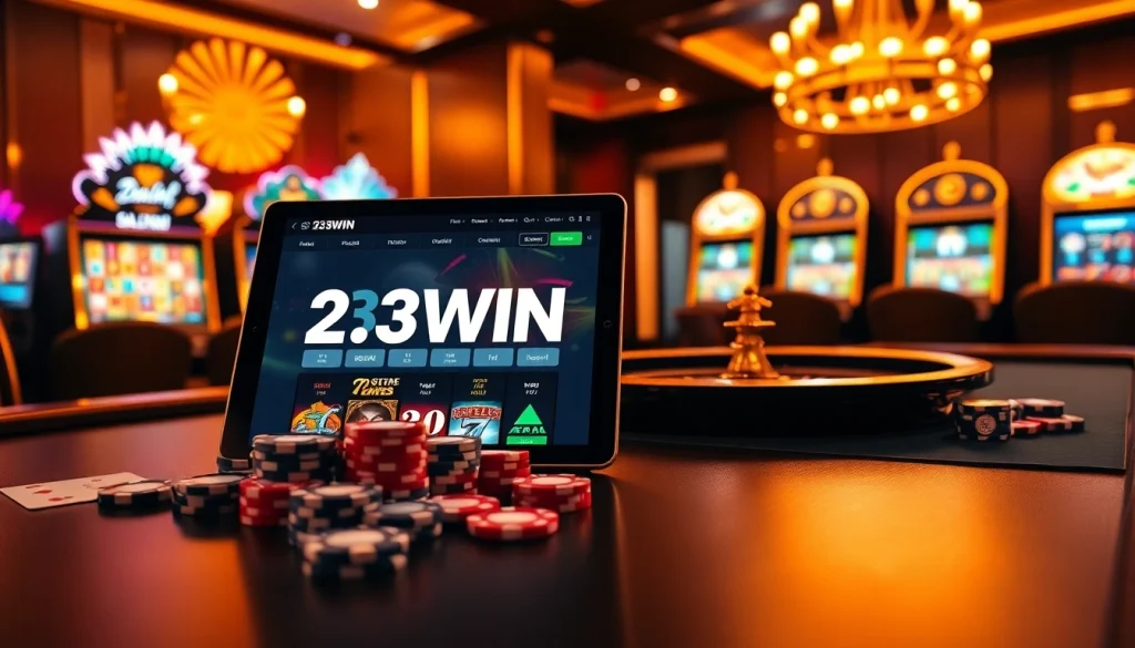 Experience the excitement of gambling with the trang chủ 23win online casino interface showcasing high-end gaming elements.