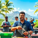 Students at hawaii trade schools actively pursuing hands-on vocational training in a scenic environment.