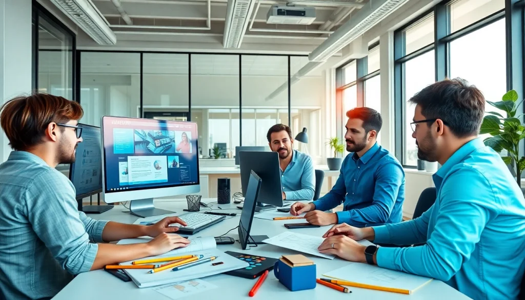 Create an engaging Fort Myers web design project visualization with a collaborative team atmosphere.