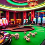 Experience the 67bet App with thrilling casino elements like roulette and poker in a vibrant setting.