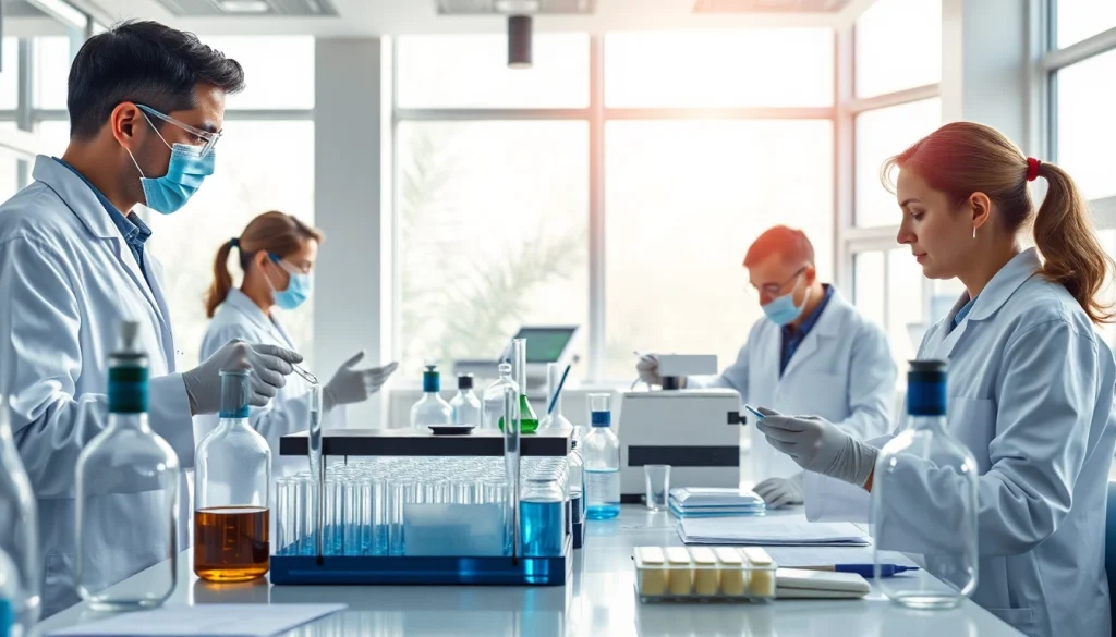 WIN55 synthetic cannabinoid research scene with scientists in a lab.