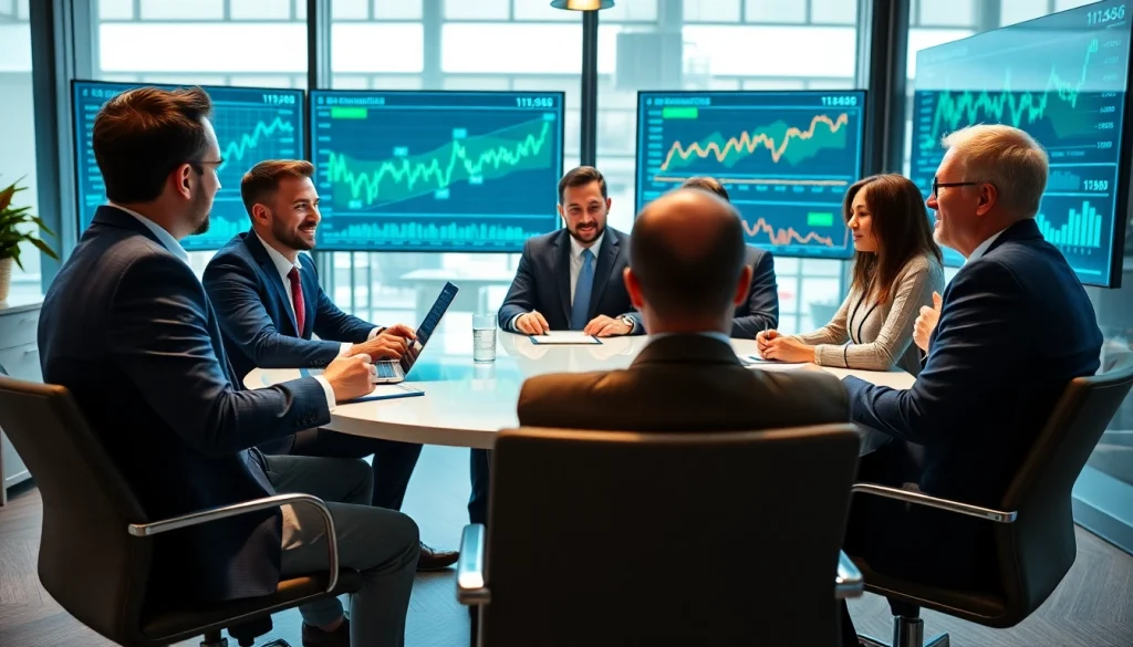 Exclusive investing ideas discussed in a modern finance office setting with diverse professionals.