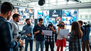 Showcase of a Creative Video Production Agency team engaging in collaborative planning and filming.