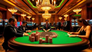 Players engage in high-stakes poker action at s88vip, featuring vibrant chips and luxury surroundings.