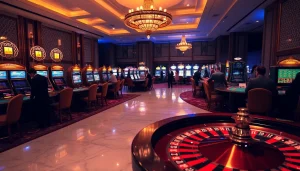 Nohu casino scene showcasing players enjoying high-stakes poker among luxurious decor.