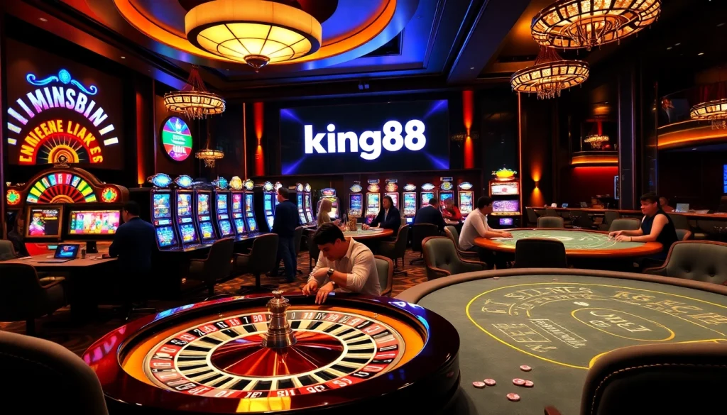 Experience thrilling gaming excitement at king88 with vibrant casino tables and enchanting slot machines.