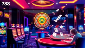 Online gambling interface featuring 788F nhà cái with virtual casino elements.