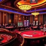 Experience the excitement of new66 with vibrant casino visuals featuring poker, roulette, and slot machines.