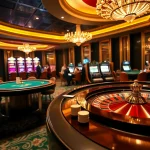 Image showcasing a vibrant casino scene at https://rr88.wales/ with poker tables and exciting slot machines.