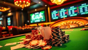 Bets placed on Bong da lu during exciting poker games at a vibrant casino table.