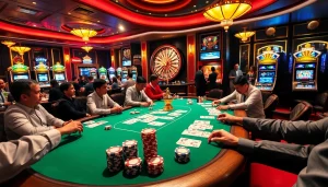Experience the excitement of the casino with nhà cái cá cược s8, showcasing vibrant gaming tables and players.