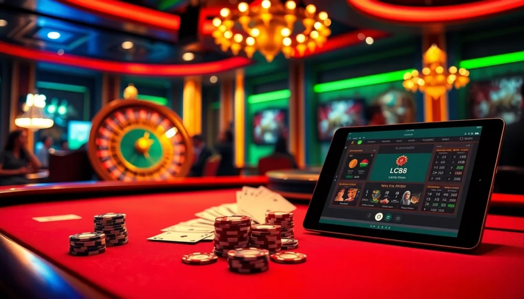 Experience thrilling gameplay at LC88.COM with vibrant casino tables and online gambling excitement.