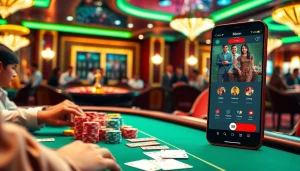 Engage with thrilling casino action through app 58win, featuring poker tables and vibrant game elements.
