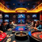 Highlighting the engaging atmosphere of OKVIP live casino games, showcasing players enjoying Baccarat and Blackjack.