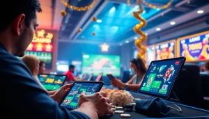 Exciting online casino experience at tk88win.live featuring players enjoying various games like sports betting and fish shooting.