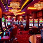Area mesin slot deposit 1k yang semarak dengan lampu berwarna-warni dan pemain yang antusias.