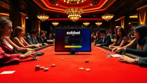 Experience sbobet login at a premium gambling table with engaging players and vibrant betting elements.