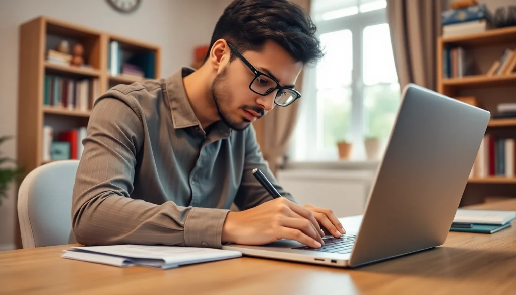 Fill out the eta uk application form in a bright home office setting, emphasizing professionalism.