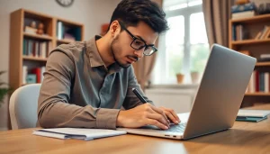 Fill out the eta uk application form in a bright home office setting, emphasizing professionalism.