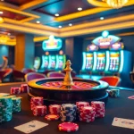 Experience thrilling gaming at loto188.gb.net with luxurious casino tables and colorful poker chips.
