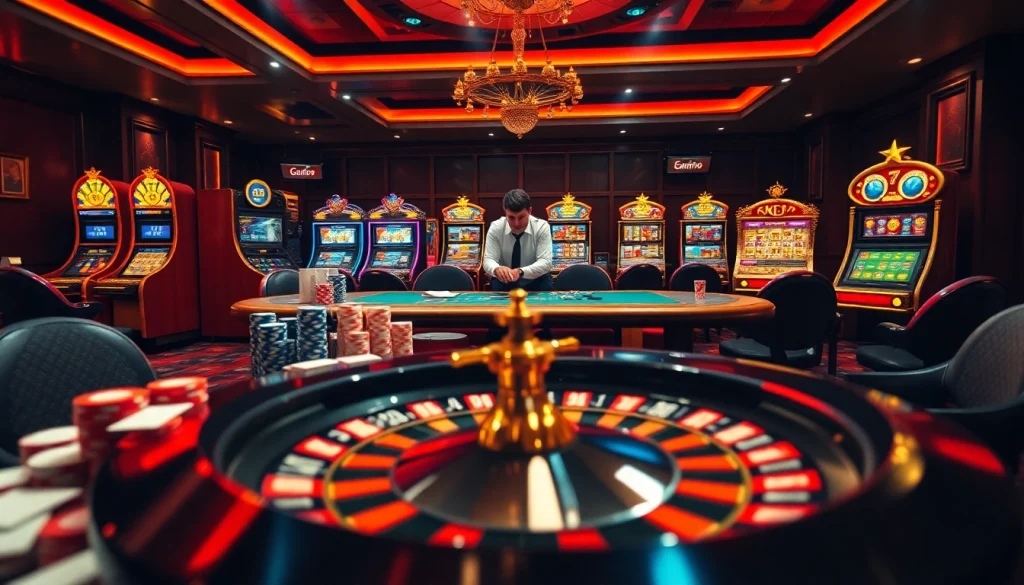Experience the thrill of betting at Go8.com with an elegant poker table and lively casino ambiance.