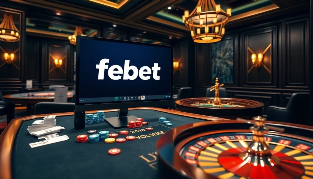 Experience the thrill of betting at febet with a vibrant casino atmosphere showcasing games and excitement.