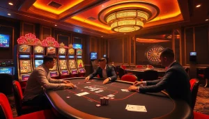 Experience high-stakes excitement with live casino gaming at https://mm88.today/, featuring poker tables and vibrant slot machines.