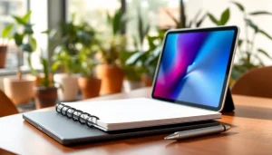 Usando el iPad Mini 256GB en un escritorio moderno, mostrando su diseño elegante y funcionalidad.