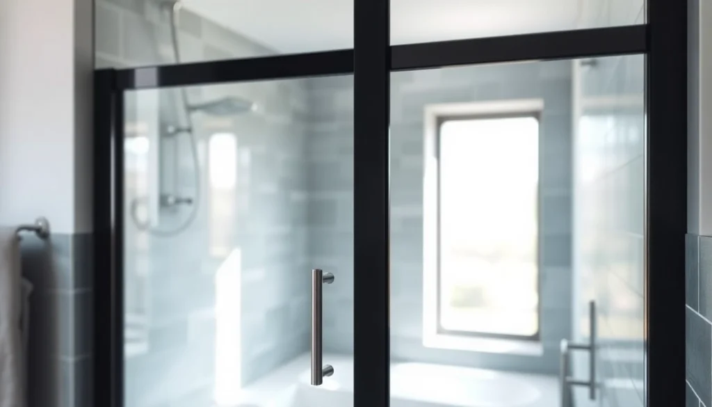 Highlighting a stylish black shower sliding door enhancing a modern bathroom design.