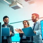 Experts providing managed it support in a collaborative office environment.