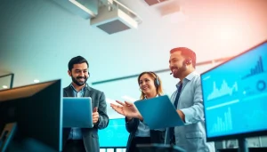 Experts providing managed it support in a collaborative office environment.