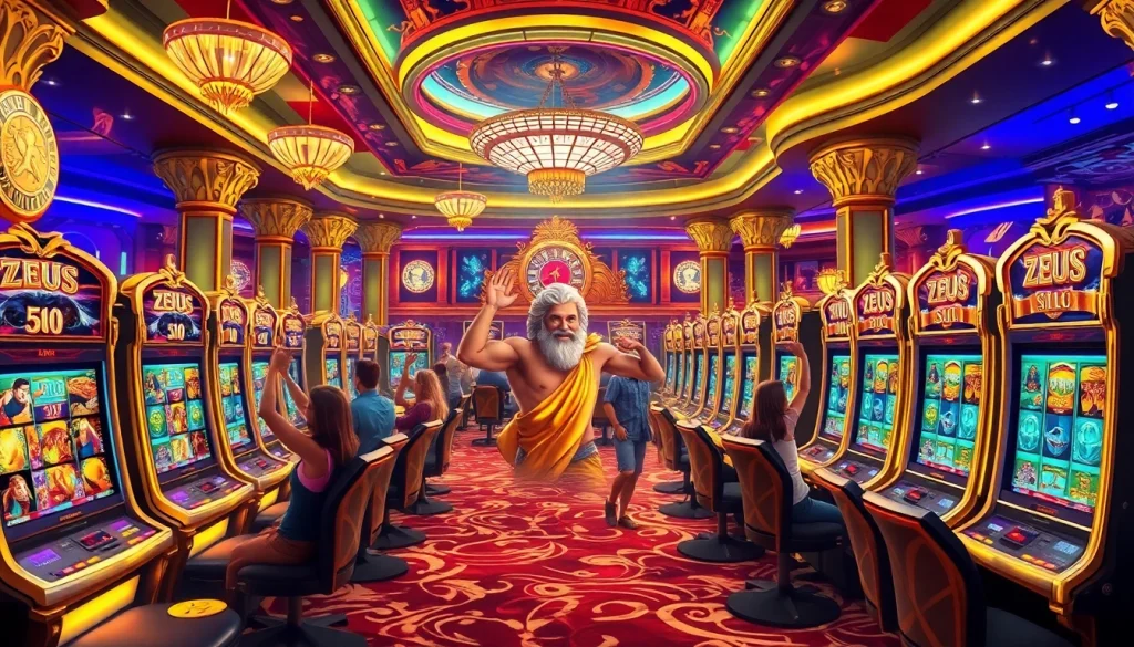 Experience the excitement of slot zeus with vibrant casino elements and lively players.