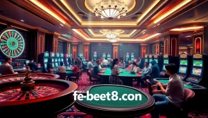 Experience the thrill of online gaming at https://febet8.com with engaging casino tables and vibrant players.