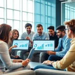 Analyze the competitor customer list with a team of professionals in a modern office.
