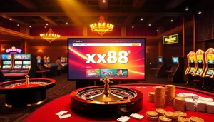 Experience top-notch gaming at https://xx88.today/ with vibrant casino visuals showcasing roulette, poker, and slot excitement.