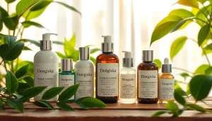 Žaliai papuošti Ekologiska kosmetika produktai natūralioje aplinkoje, skatinantys sveikatingumą.