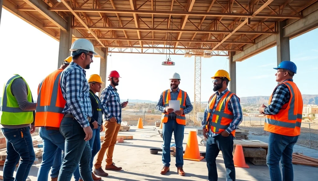 Southern California contractors association collaborating on a bright construction site.
