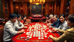 Engaged players enjoying Mahjong Ways 2 at a luxurious casino table.
