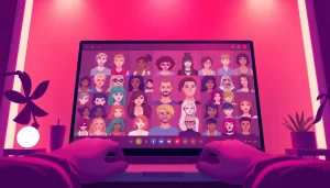 Interactive scene of free NSFW character AI creation showcasing vibrant digital characters.