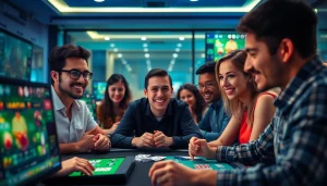 Players engaged in online card games at topgamebaidoithuong.mx, showcasing excitement and community.