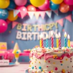 Set up for a customizable birthday party with colorful decorations and personalized themes.