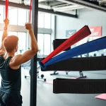 Pull-up assist bands in action, enhancing workout performance in a modern gym.