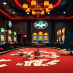 Experience the excitement of Tool xổ số siêu tốc in a luxurious casino setting with vibrant gaming elements.