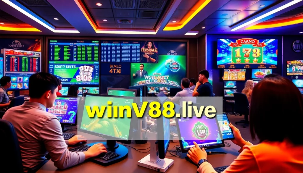 Dynamic online gaming environment at winvn88.live featuring players engaging with sportsbook and casino.