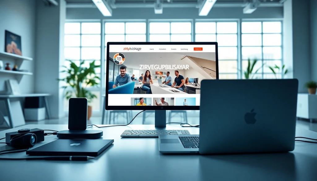 zirvegrupbilgisayar websitesi açık modern ofis düzeni içindeki teknoloji.