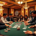 Engaging poker game at Trang chủ QQ88, showcasing excitement with players and betting elements.