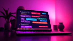 Engaging NSFW AI chatbot interaction on a sleek digital interface with playful text.