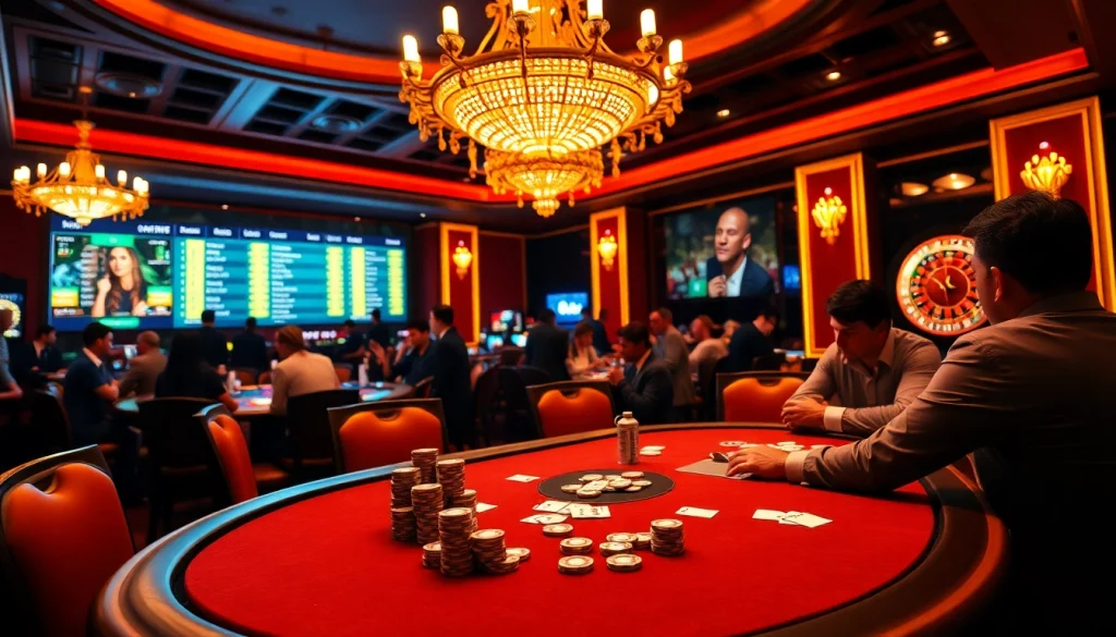 Engaging casino scene showcasing professional players at the official hidden wiki poker table.