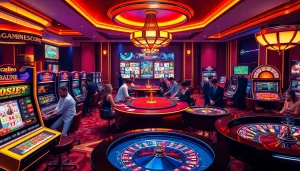 The online casino interface at https://mmoo.gripe/ showcases high-energy gaming with vibrant slots and poker action.